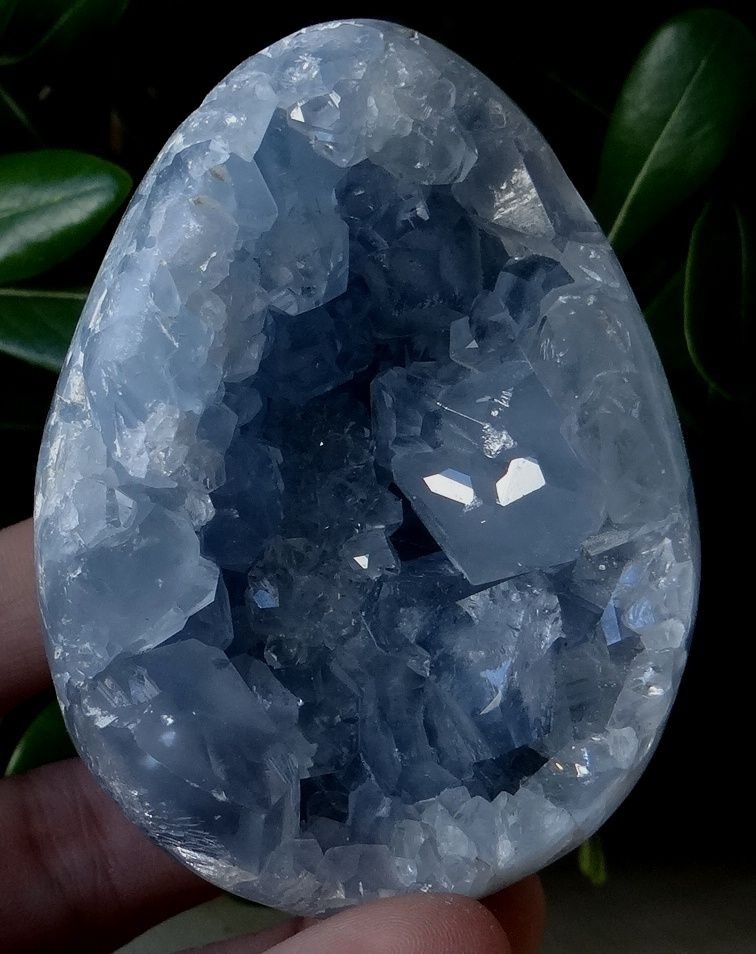 BLUE CELESTITE 73 MM GEODE CRYSTAL EGG   FROM MADAGASCAR