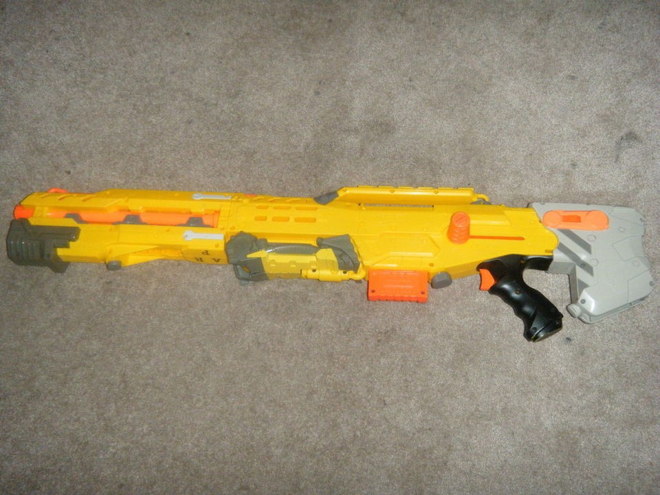 Nerf CS 6 Longshot Dart Rifle HUGE Yellow Gun Clip Indoor War Pretend 