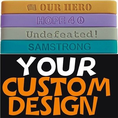 100 Custom Wristbands   IN MEMORY bands, you design Debossed Silicone 