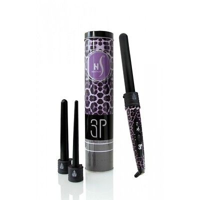   3p 3 piece purple cheetah curler wand curling iron 9 25mm no clip