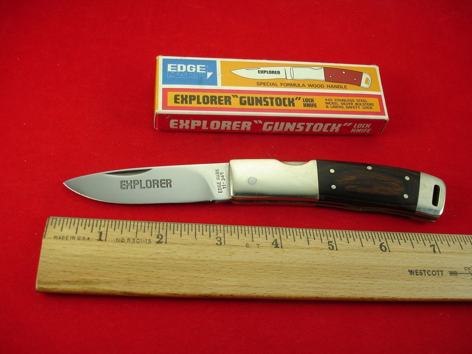 GUTMANN CUTLERY EXPLORER GUNSTOCK TOP LOCK OLDER JAPAN KNIFE IN BOX 