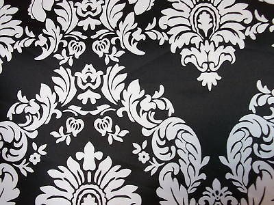 Damask Fabric Black and White Satin buy the yard