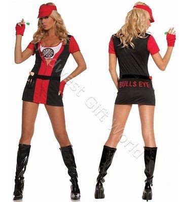 Pc Bulls Eye Babe DARTS PLAYER Halloween Costume   S, M, L, XL