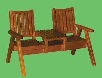 Dollhouse 2 seat deck patio wood chair 9407 Walnut