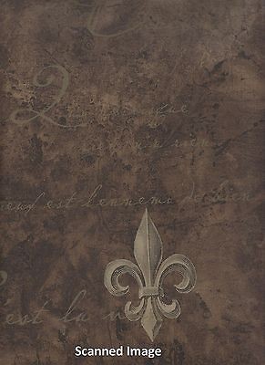 Architectural Wallpaper/ Fleur de Lis Sidewall / Chocolate Brown 