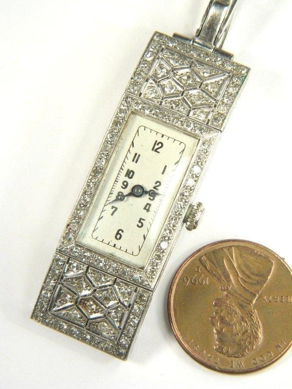 WOMENS ANTIQUE 18K WHITE GOLD DIAMOND ROLEX ART DECO WRISTWATCH c1928