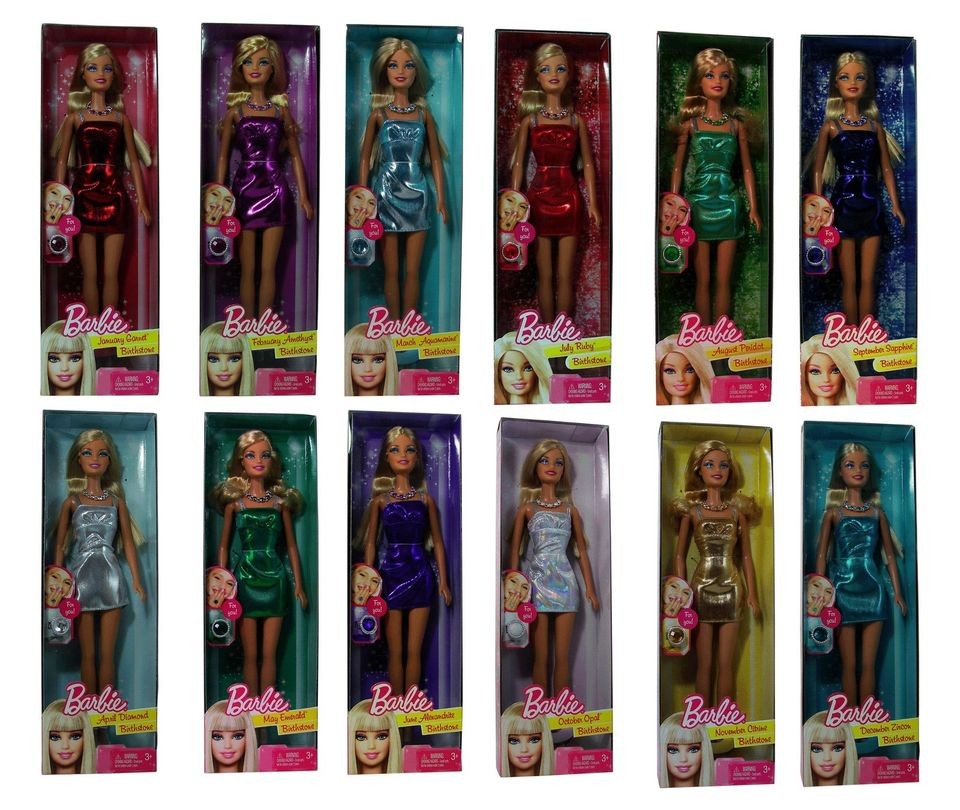 Birthstone Barbies January December Matching Full Year w/ Plastic 