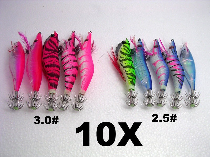 10x Glow in Dark Luminous Fishing Lures Baits Squid Egi Shrimp jigs 