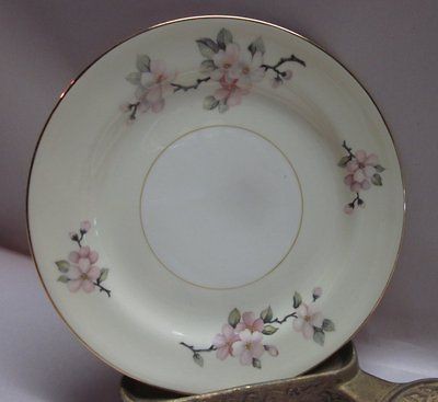 SET 9 DESSERT/B & B PLATES APPLE BLOSSOM CHINA HOMER LAUGHLIN EGGSHELL 