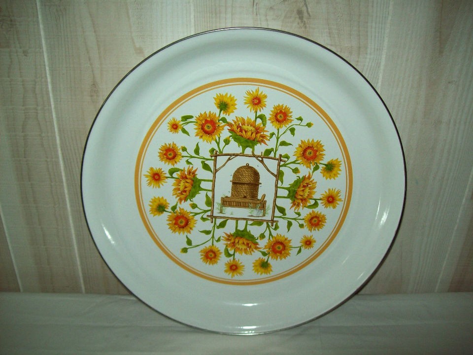   Sunflower Enamel Tray NWT by Mary Lake Thompson White Dishwasher Safe