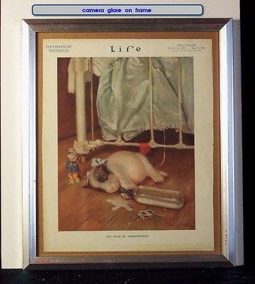 VINTAGE SILVER GILT WOOD FRAME 1915 COVER LIFE   PUPPY & BABYS 