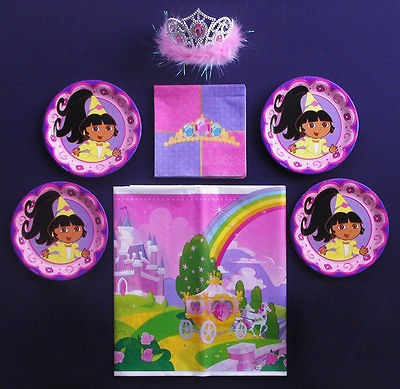 DORA THE EXPLORER PRINCESS Birthday Set Supplies 