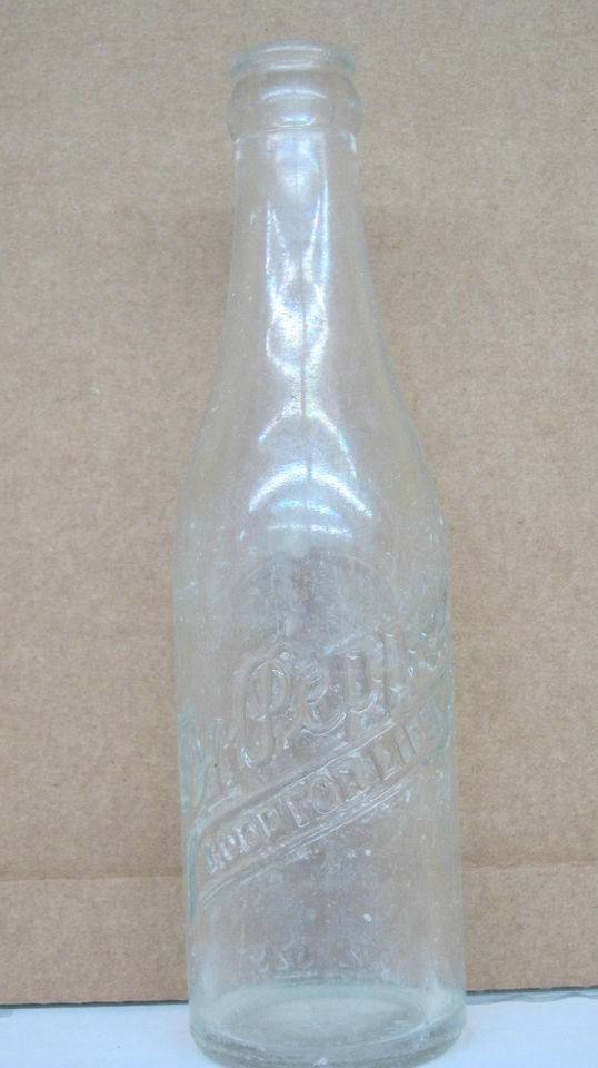 VINTAGE DR PEPPER BOTTLE DEBOSSED CLEAR GOOD FOR LIFE 10,2,4, CLOCK