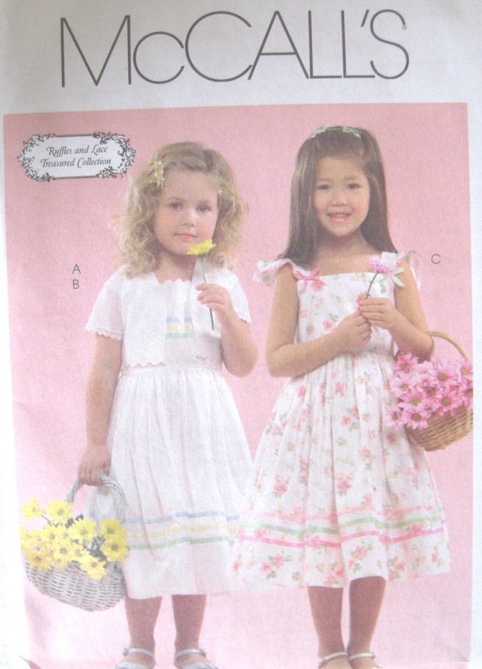 Girls Lined Jacket Dress Sewing Pattern Shoulder Straps Dirndl Skirt 