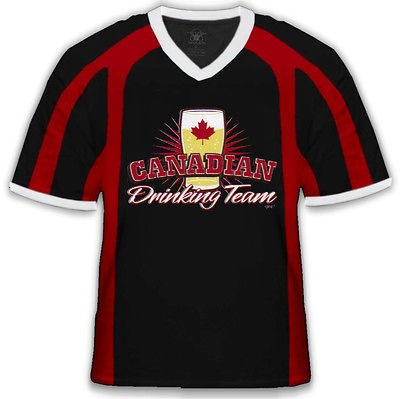 Canadian Drinking Team Mens V neck Sport T shirt Beerfest Beer Games 