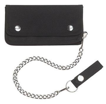 Trucker / Biker Wallet with Chrome Chain   Black   600 Denier 