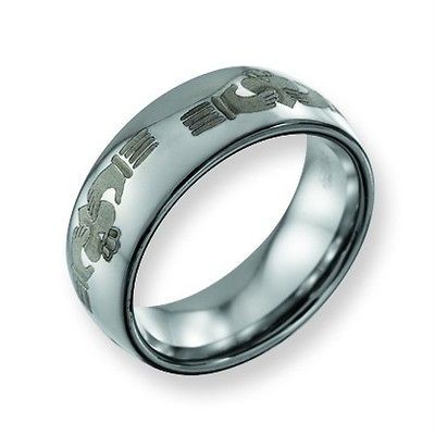 Chisel® Dura Tungsten® Carbide Claddagh Celtic Hand Design 8mm Band 