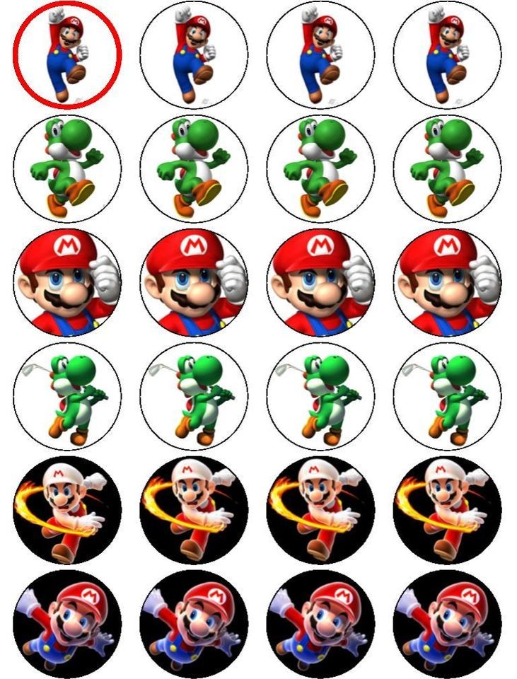 24 x SUPER MARIO AND YOSHI EDIBLE RICE PAPER CAKE TOPPERS