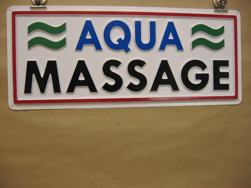 AQUA MASSAGE Service Sign 3D Embossed Plastic 7x18, High Visibility 