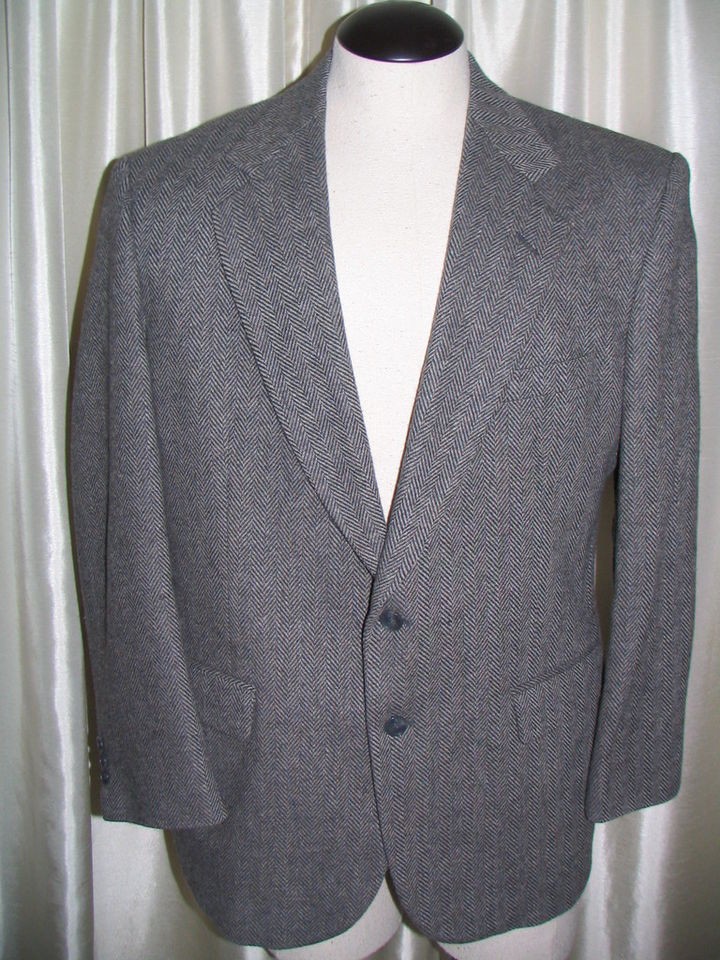 TowneCraft Grey Herringbone Lambswool Two Button Blazer 42R NEW NWOT