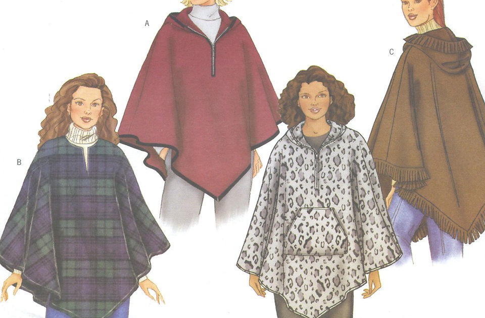   Unlined Poncho Sewing Pattern Hood Zipper Options Butterick 6842 Easy