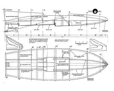 VINTAGE .15 CLASS LENGTH 27 MODEL RACING BOAT PLAN EIGHT BALL