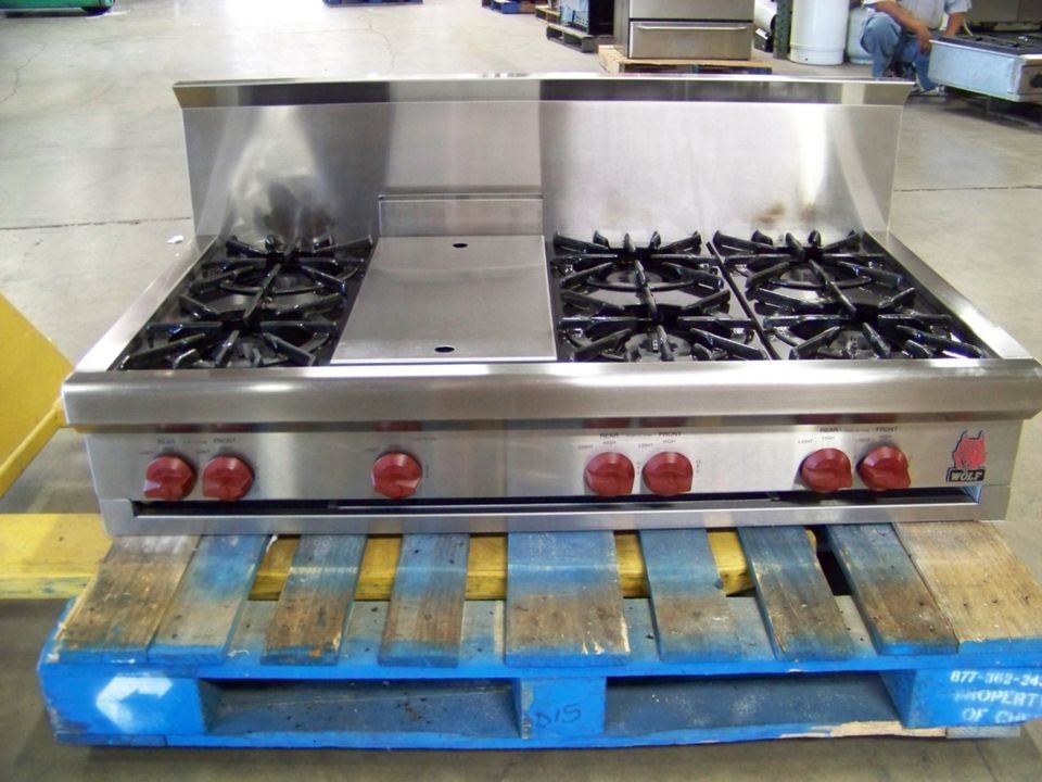 WOLF 48 PROFESSIONAL STAINLESS 6 BURNER w/GRILL RANGETOP COOKTOP @ 46 