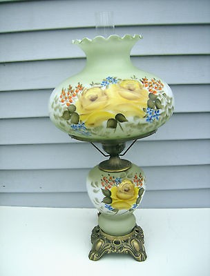 Vntg Electric GWTW Gone With The Wind Hurricane Parlor Lamp Green w 