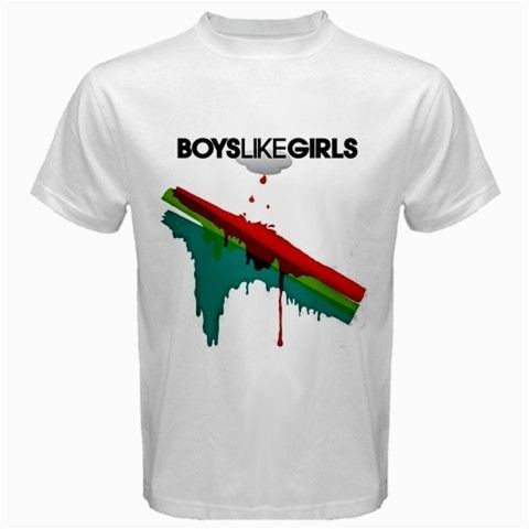   GIRLS BAND EMO POWER POP PUNK ALTERNATIVE ROCK MUSIC MEN WHITE T SHIRT