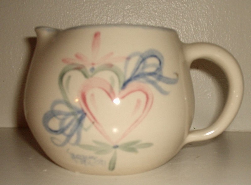 ELLIS POTTERY MARSHALL TEXAS HEART CREAMER SIGNED