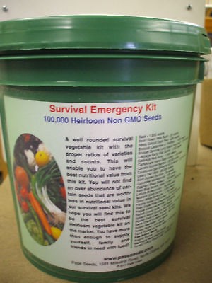 100,000 Heirloom Non GMO SURVIVAL Emergency Seeds Kit