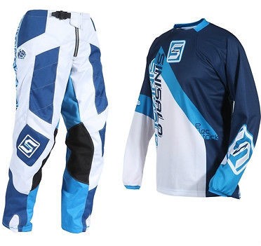 KIDS CHILDS SINISALO BLUE ELECTRIC MX MOTOCROSS ATV QUAD SHIRT / PANTS 