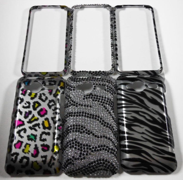 SET OF 3 PHONE COVER CASE 4 HTC EVO SHIFT 4G A7373 SPRINT ZEBRA BLING 