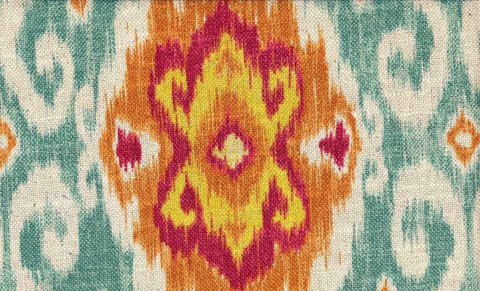 Ubud Sunstone Ikat Drapery Fabric / Iman Home Waverly Fabrics Blue 