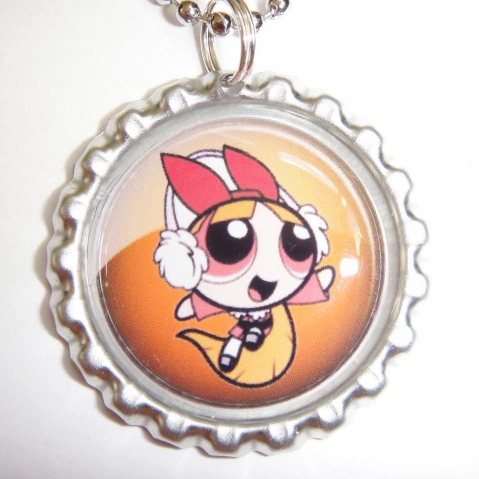 Beautiful POWERPUFF GIRLS Bottle Cap Necklace 2D