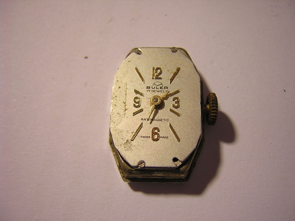 VINTAGE BULER 17 JEWELS ANTIMAGNETIC SWISS MADE BALANCE OK FOR SPARES 