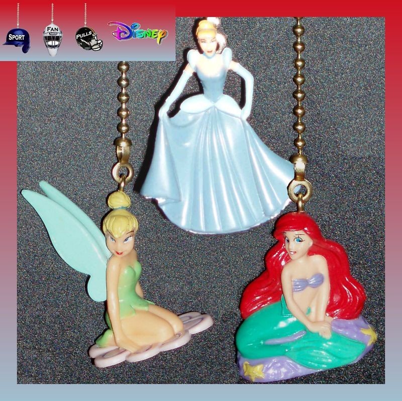 DISNEY TINKER BELL/CINDERELL​A/ARIEL 2 FIGURES FAN PULLS