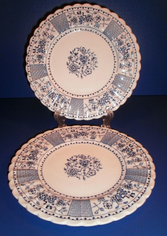 Meakin Park Lane Dessert Plates Blue & White English 