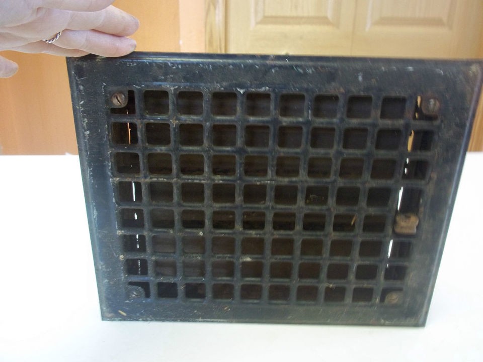 antique floor grate vent louvers Arts Craft style cast iron11.75x9.75 