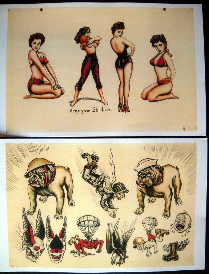 vintage tattoo flash in Flash