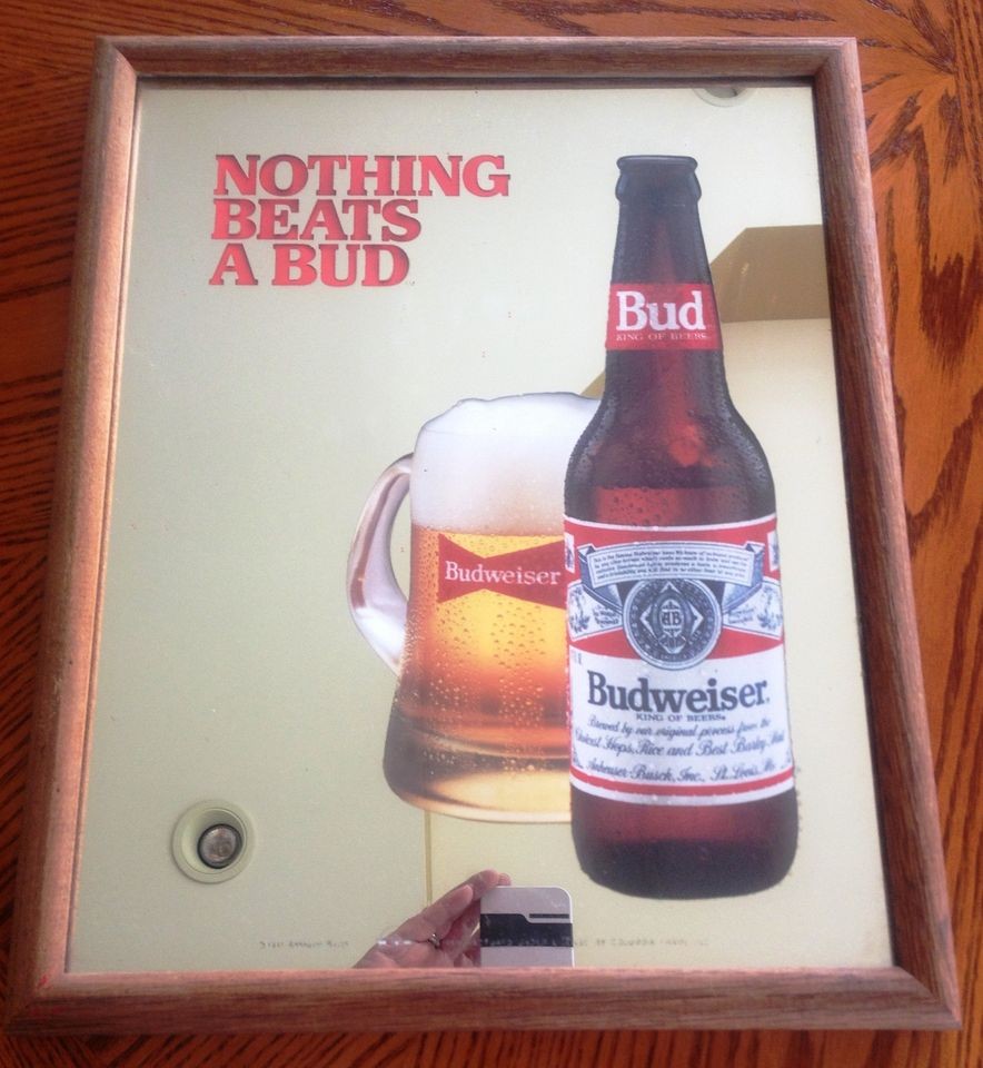 VINTAGE BUDWEISER NOTHING BEATS A BUD MIRROR   NICE