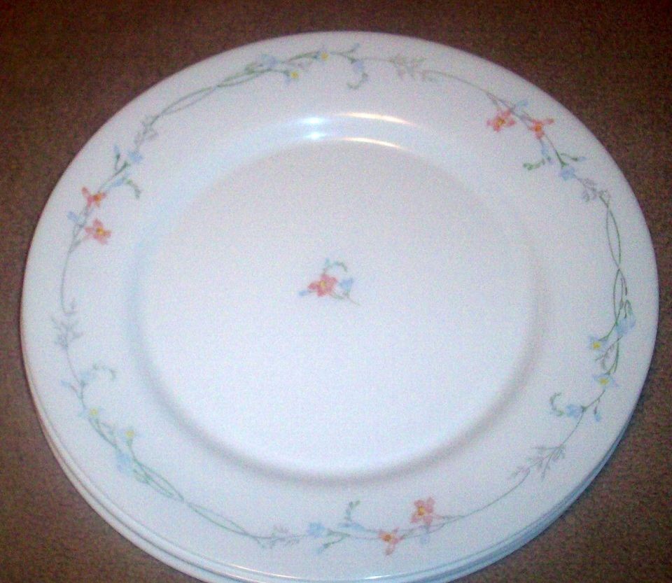   China~Odessa~Blue & Pink Floral Pattern DINNER PLATES 10 3/4~ France