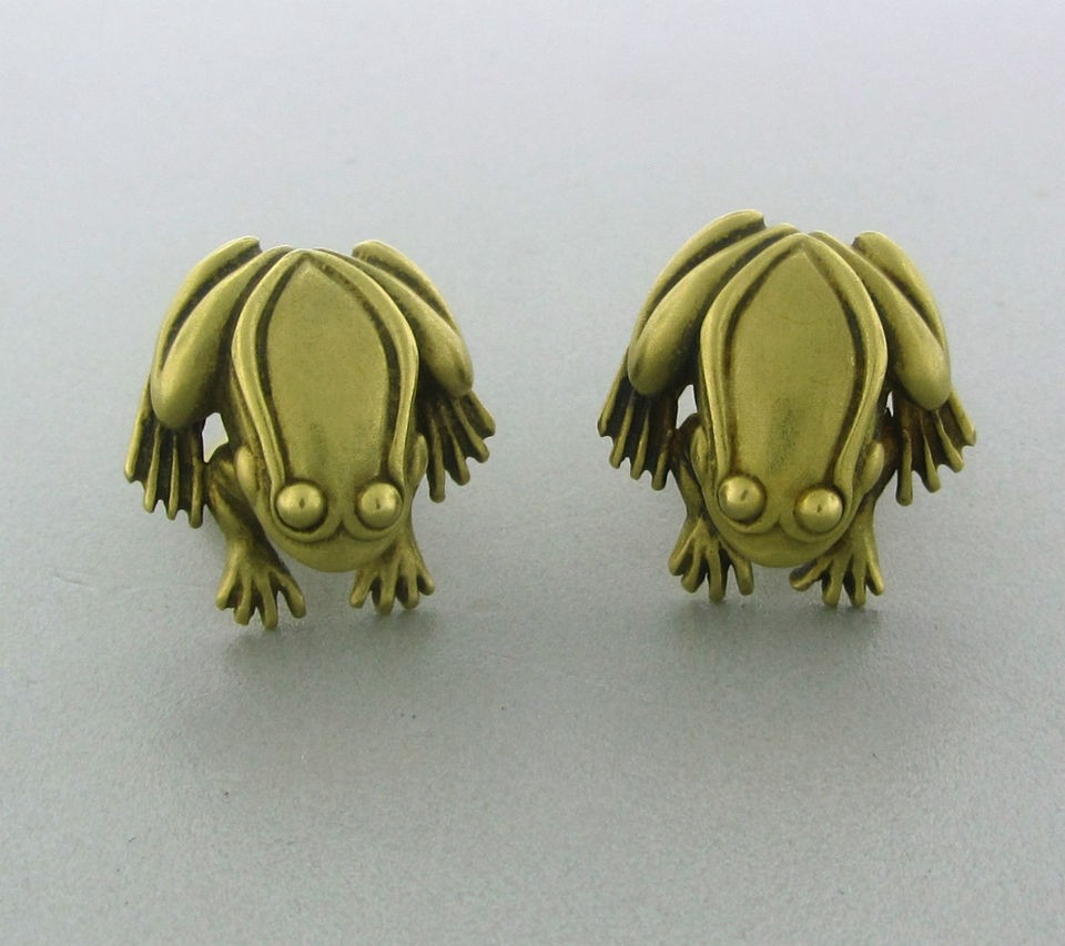 CIRCA 1990 KIESELSTEIN CORD 18K GOLD FROG CUFFLINKS 34.4g 