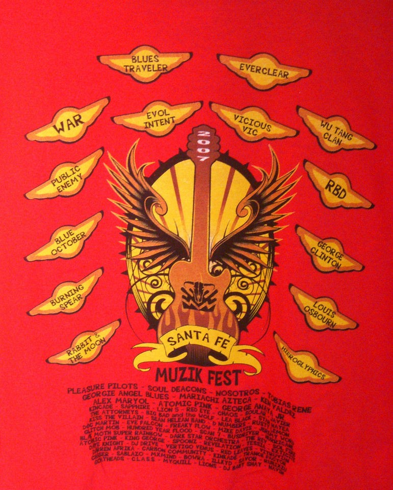 Santa Fe Music Fest 2007 Red T Shirt Wu Tang Clan George Clinton EUC 