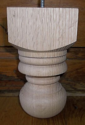   Bun Feet Oak & Cherry with Dowels Screws Set of 4 Furniture Legs