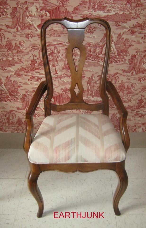 Ethan Allen Country French Splatback Arm Chair 6302 Antiqued Fruitwood 