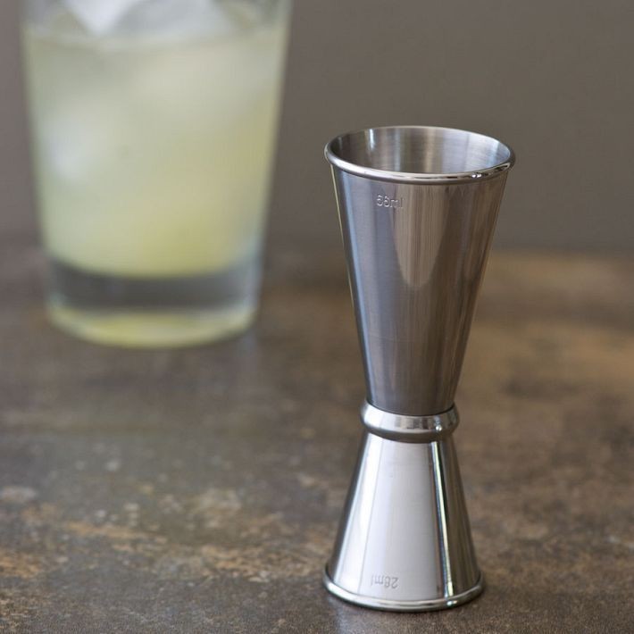 DELUXE STAINLESS STEEL DOUBLE JIGGER SHOT GLASS 1&2 OZ