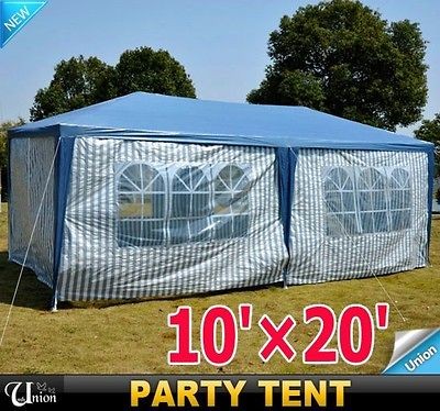 10x20 Gazebo Party Tent Canopy With 6 Side Walls Blue Top