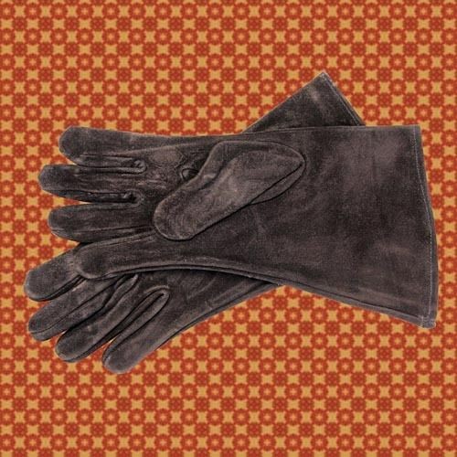 Black Suede Gauntlets Gloves Medieval Armor Costume