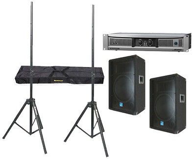   EQP2000 PRO AUDIO DJ 900W AMP 2 GEMINI GT 1504 15 700W SPEAKERS STAND